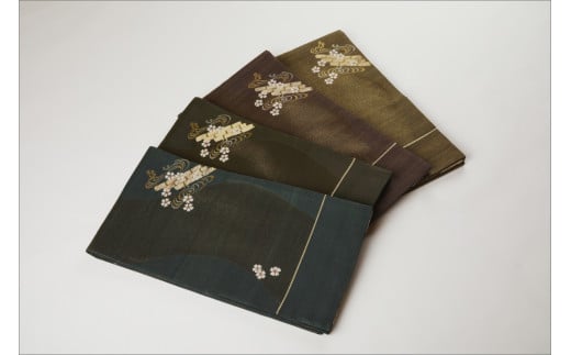 丹後の藤布　袋帯「天の川」　青緑