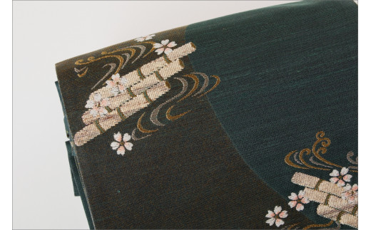 丹後の藤布　袋帯「天の川」　青緑