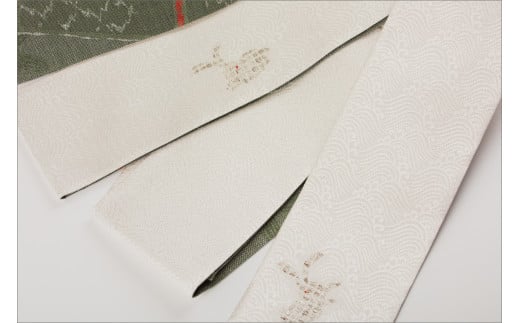 丹後帯　半幅帯「波にうさぎ（１匹入）」