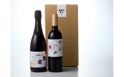 【丹波ワイン】京都ワイン（赤）サペラヴィ＆メルロー2022（720ml）・スパークリング (750ml） 2本セット