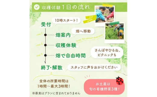 オーガニックファームでのんびり過ごそう！収穫体験&お土産付き(2名様分)