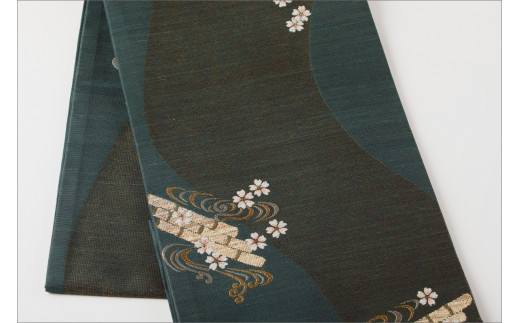 丹後の藤布　袋帯「天の川」　青緑