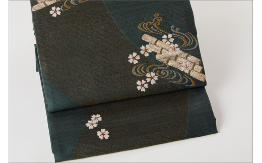 丹後の藤布　袋帯「天の川」　青緑