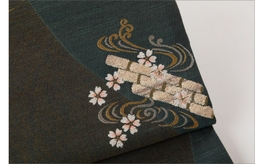 丹後の藤布　袋帯「天の川」　青緑