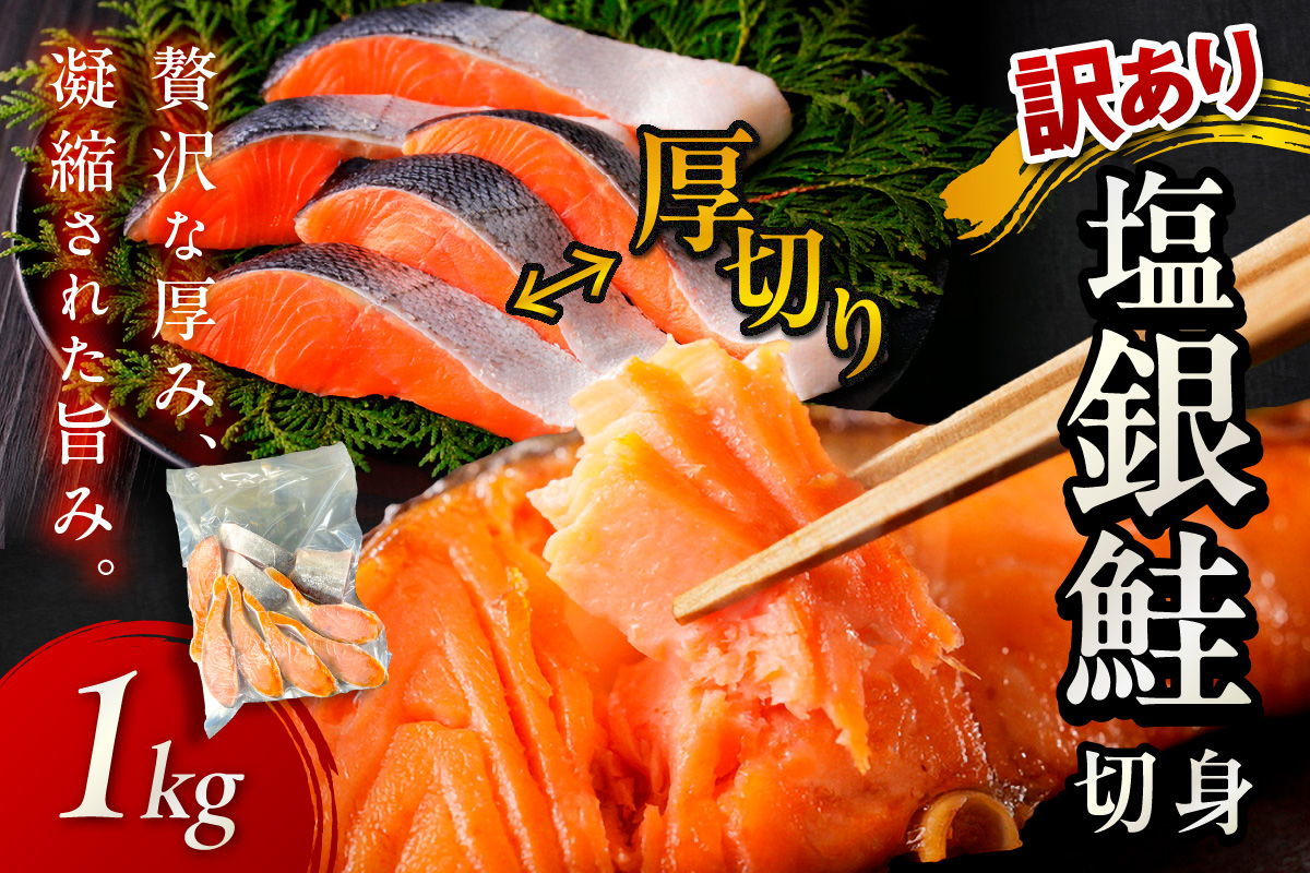お手軽！絶品！厚切り　塩銀鮭切身 約1kg（プロトン凍結　訳あり　不揃い）