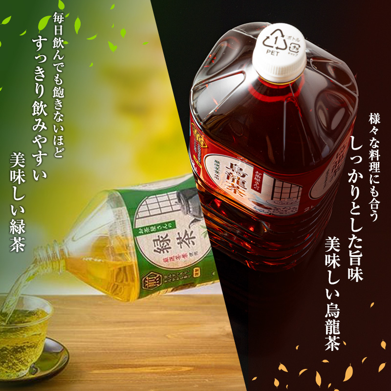 【ふるさと納税】【3回定期】緑茶 烏龍茶 セット 2L 12本 お茶 煎茶 日本茶 ウーロン茶 飲み物 飲料 ドリンク ヘルシー 水分補給 飲みやすい 食事のおともに