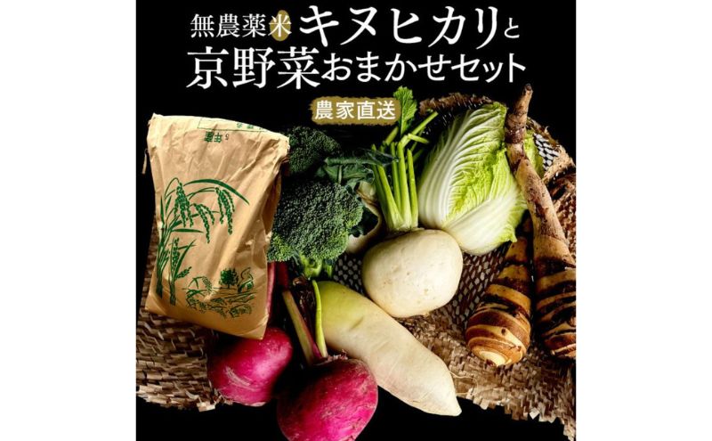 【数量限定販売】こだわり無農薬米キヌヒカリと京野菜おまかせセット			