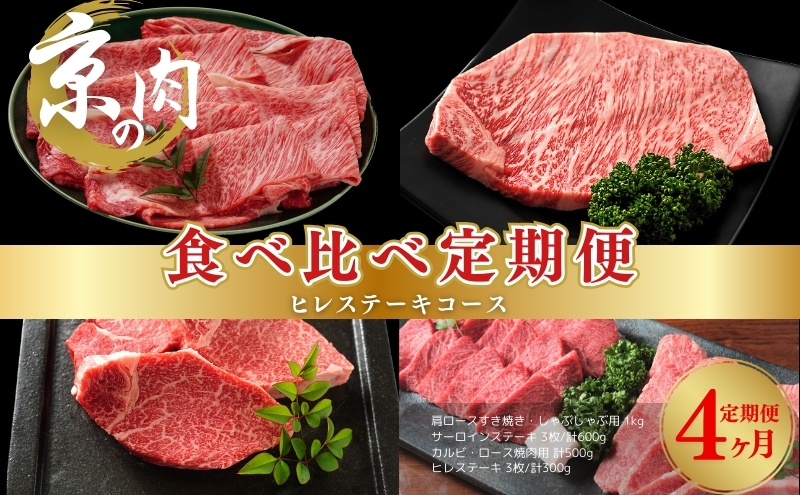 京の肉 食べ比べ定期便 ヒレ 肩ロース サーロイン カルビ