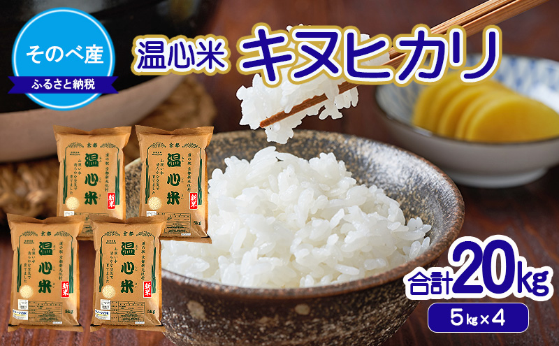 キヌヒカリ20kg(5kg×4) 令和7年度産　そのべ産 温心米　米 20kg 単一原料米 きぬひかり 丹波 精米 白米 こめ コメ 京都