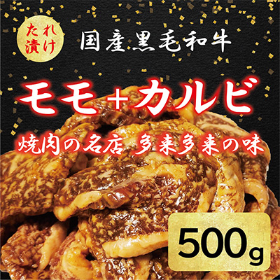 国産黒毛和牛 焼肉セット モモ・カルビ 500g おまかせ【配送不可地域：離島】【1572218】