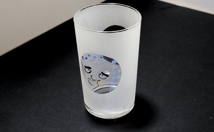 ビアグラス（すりガラス　丸形・おかめとひょっとこ）【182】