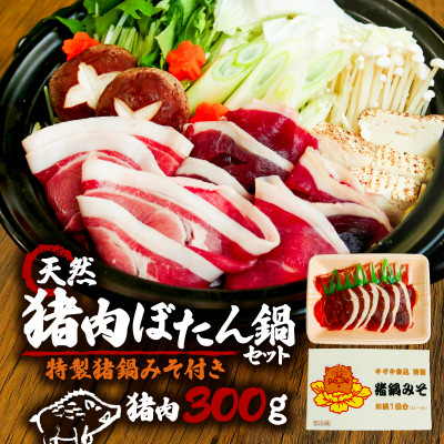 和束　猪肉のキザキの天然猪肉ぼたん鍋セット 猪肉300g味噌付【配送不可地域：離島】【1306136】