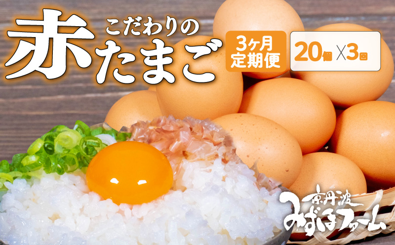 [定期便]赤たまご 20個 3回 毎 月 3カ月 定期 お届け こだわり 卵 たまご 濃い 玉子 セット 玉 子焼き 卵焼き オムレツ 卵かけ ご飯 ゆで卵 鶏卵 卵黄 ※北海道・東北・沖縄・その他離島は配送不可 [013MF001R]