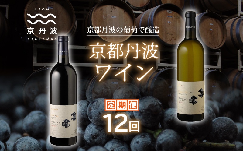 【12回定期便】丹波ワイン 12カ月 定期便 【 丹波ワイン 国産ぶどう使用 国産ワイン 京都 丹波 自社農園 白ワイン 赤ワイン ワイン 】 ※北海道・東北・沖縄・その他離島は配送不可 [340SJ001R]