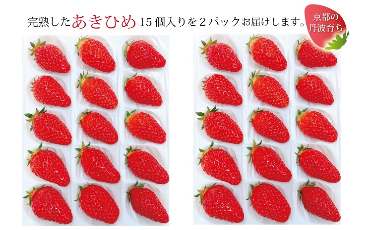 【2025年1月以降発送予定】京都 丹波高原育ちのいちご あきひめ スモール 30個 （15個×2パック） 京丹波町産 完熟 いちご 甘さ抜群 京都誠志郎農園 ※北海道・東北・沖縄・離島はお届け不可。