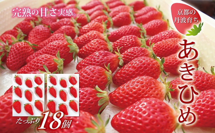 京都 丹波高原育ちのいちご あきひめ レギュラー 18個 （9個×2パック） 京丹波町産 完熟 いちご 甘さ抜群 京都誠志郎農園 ※北海道・東北・沖縄・離島はお届け不可。