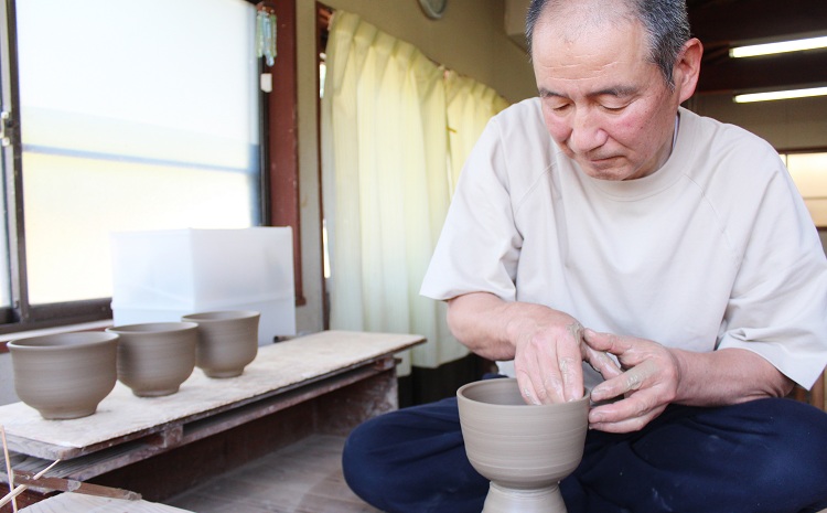 京丹波町の窯元「工房瑞穂」特製のコーヒーカップ＋ソーサー　ペアセット
