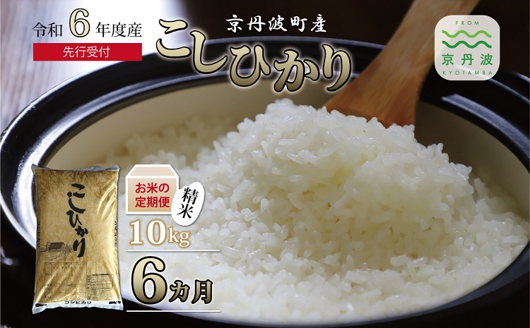 【6回定期便】 《 新米先行予約 》 こしひかり 京丹波町産 10kg 6カ月定期便 合計60kg 令和6年産米 精米 お米 京都 丹波 コシヒカリ 特A獲得 農家直送 ※北海道・東北・沖縄・その他離島は配送不可 [096OK002R]