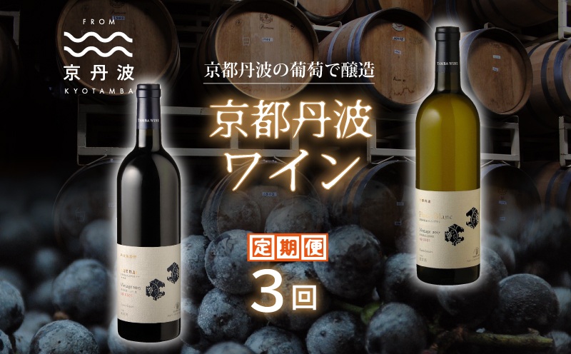 【3回定期便】丹波ワイン 3カ月 定期便 【 丹波ワイン 国産ぶどう使用 国産ワイン 京都 丹波 自社農園 白ワイン 赤ワイン ワイン 】 ※北海道・東北・沖縄・その他離島は配送不可 [085SJ001R]