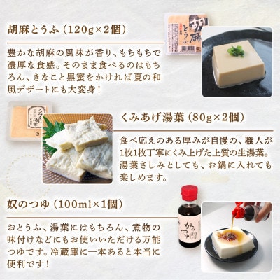 京とうふ藤野の豆腐セット 計5種 ごま豆腐や湯葉などが入ったとうふ詰め合わせ【配送不可地域：離島・北海道・沖縄県・東北・九州】【1567764】