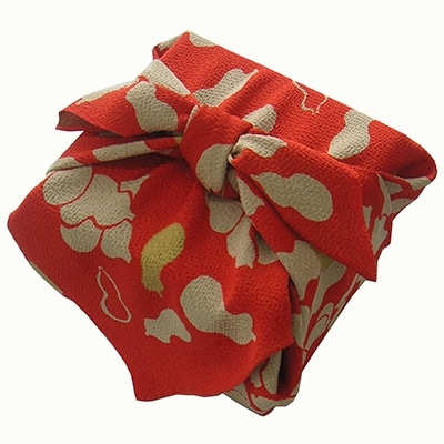 正絹縮緬友禅風呂敷 瓢箪 (赤)【1104284】