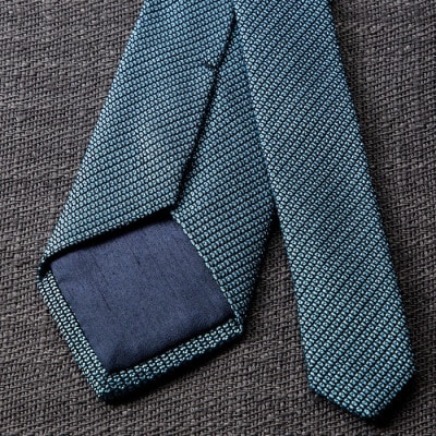 【手織りネクタイ】サックスブルー フレスコタイ kuskafabric  京都・丹後のシルク織物【1080335】