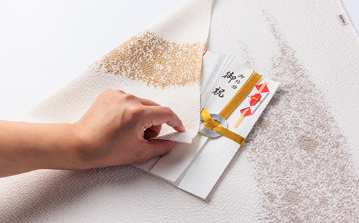 友禅ふくさ　雲霞(白地に金色)1枚【1593876】