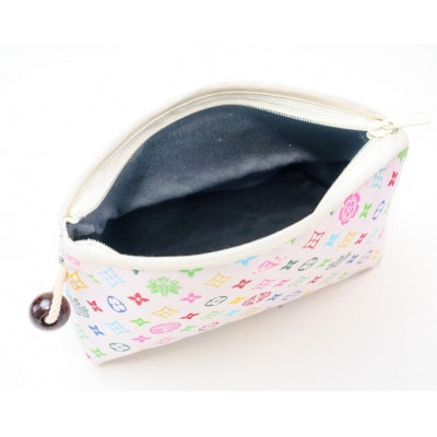 コスメポーチ(木玉ポーチ)　モノグラム柄(淡いピンクバージョン)【1629882】