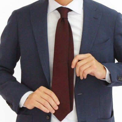 【手織りネクタイ】ワイン フレスコタイ kuskafabric  京都・丹後のシルク織物【1080339】