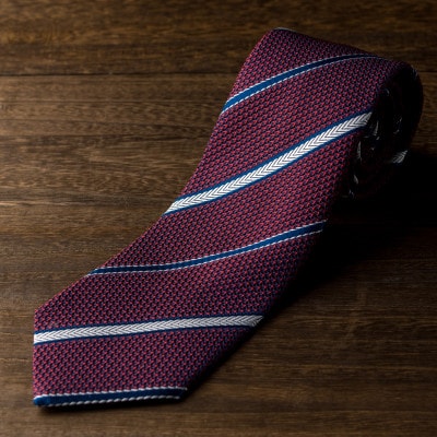 シルク100%　たけとらのフレスコネクタイ えんじ　ふるさと納税限定　プレゼント・父の日にも【1347157】