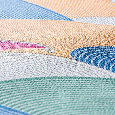 正絹ちりめん友禅御風呂敷(五彩浪) 水色　シルク100%　国産ふろしき　【高島屋選定品】【1067642】