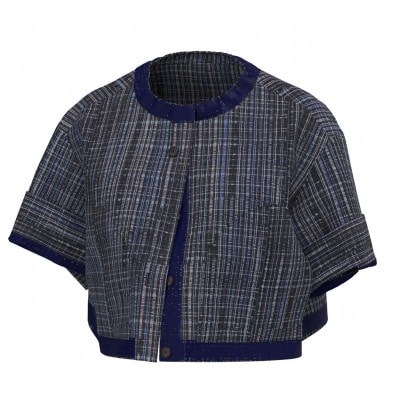 【リボン織×MIZEN】ショートシャツブルゾン レディス 絹紐織 黒ミントグリーン【1655211】