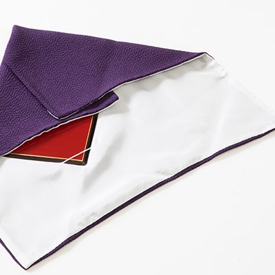 正絹ちりめん台付ふくさ  (紫)　シルク100%　冠婚葬祭に便利な日本製袱紗　結婚式、法事・葬式に【1150241】