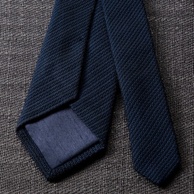 【手織りネクタイ】ダークネイビー フレスコタイ kuskafabric  京都・丹後のシルク織物【1099802】