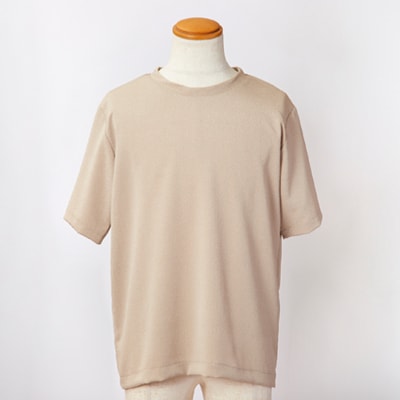 京都の伝統織物を使った丹後ちりめんTシャツ ベージュ【1604757】