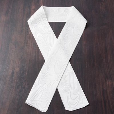 ワタマサ　三重織 正絹白半衿(水型花)シルク100%日本製和装小物　丹後ちりめん織元より【1604345】