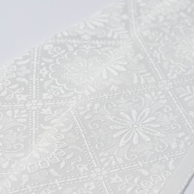 ワタマサ　三重織 正絹白半衿(華紋入菱格子)シルク100%日本製和装小物　丹後ちりめん織元より【1606058】