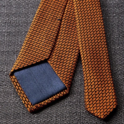 【手織りネクタイ】オレンジ ガルザタイ kuskafabric 丹後の絹織物【高島屋選定品】【1615555】