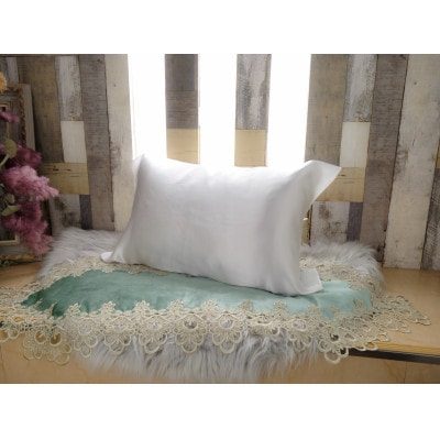 【シルクの枕カバー】×10枚 ひもで結ぶタイプ フリーサイズで大きな枕にも対応 白 無添加ヘアケアに【1631534】