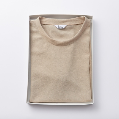 京都の伝統織物を使った丹後ちりめんTシャツ ベージュ【1604757】