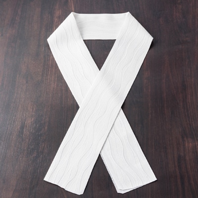 ワタマサ　三重織 正絹白半衿(よろけ立涌縞)シルク100%日本製和装小物　丹後ちりめん織元より【1606056】