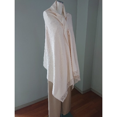 手織 シルクひざ掛けストール(おくるみ)　シルクレース付き【丹後シルク】【1238444】