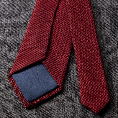 【手織りネクタイ】レッド フレスコタイ kuskafabric  京都・丹後のシルク織物【1080334】