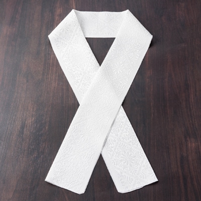 ワタマサ　三重織 正絹白半衿(華紋入菱格子)シルク100%日本製和装小物　丹後ちりめん織元より【1606058】