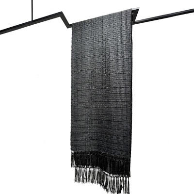 【リボン織×MIZEN】フリンジスカーフ 絹紐織　「黒」【1655205】