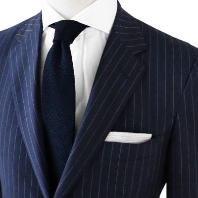 【手織りネクタイ】ダークネイビー フレスコタイ kuskafabric  京都・丹後のシルク織物【1099802】