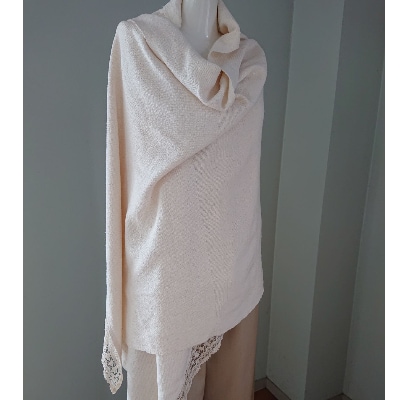 手織 シルクひざ掛けストール(おくるみ)　シルクレース付き【丹後シルク】【1238444】