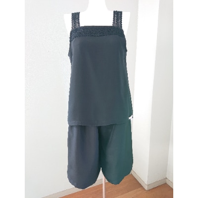 【丹後シルク】キャミソール・ペティコート黒(飾りシルクレース)Mサイズ【1238446】