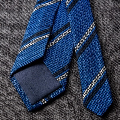 【手織りネクタイ】丹後ブルー 2ラインタイ kuskafabric 京都・丹後のシルク織物【1540615】