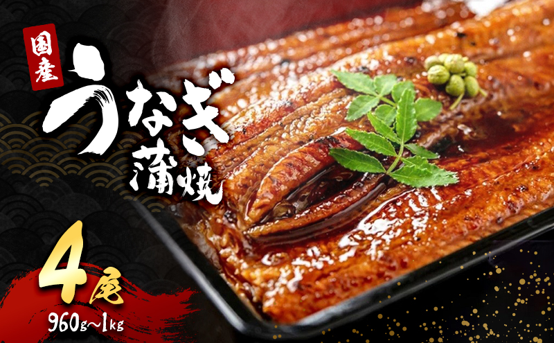 うなぎ 国産 蒲焼き 4尾 (960g～1kg) 詰め合わせ セット うなぎ蒲焼 国産うなぎ 国産うなぎ蒲焼 うなぎの蒲焼 冷凍ウナギ 冷凍食品 冷凍 惣菜 おかず 魚 魚介 魚介類 大阪 大阪府 岸和田市
